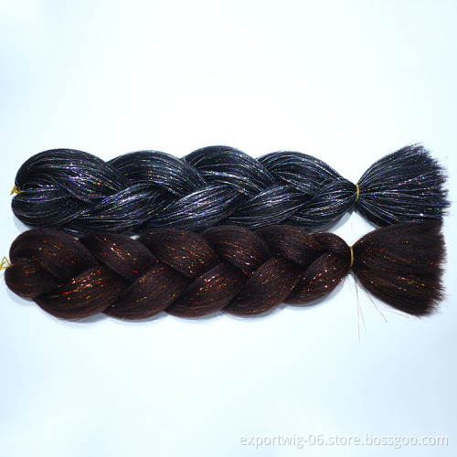 New Arrival Synthetic Wholesale Braiding Hair With Glitter Hair Tinsel Extension Braids for African Hair